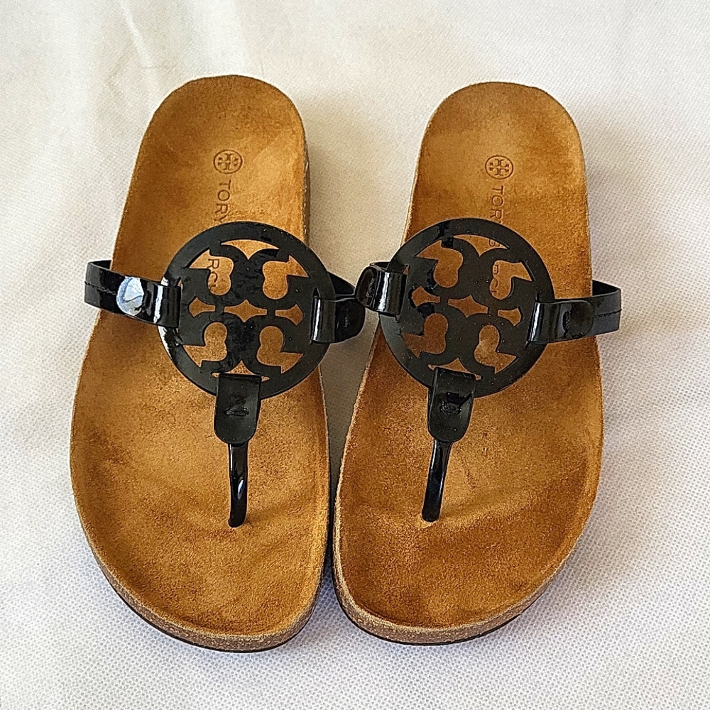 Tory Burch Black Leather Miller Cloud Sandals